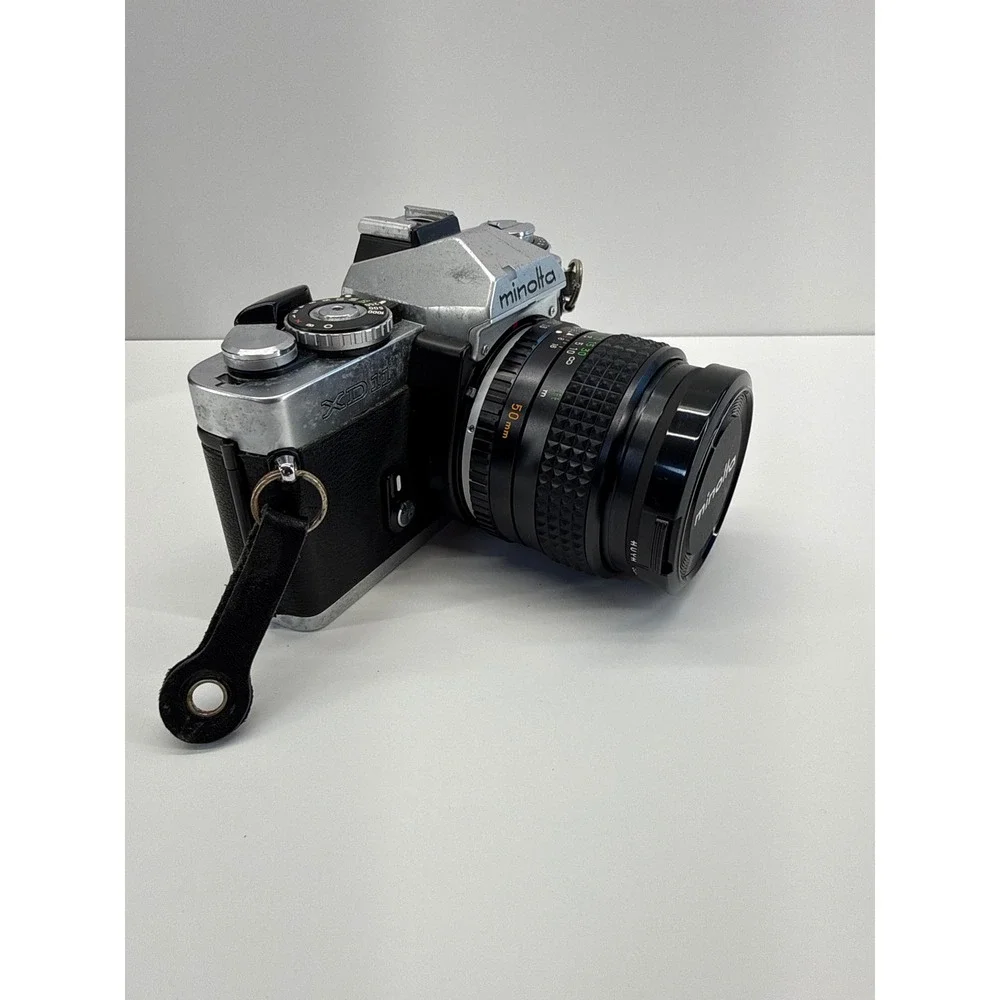 Minolta XD11 35mm SLR Film Camera Chrome with MD Rokkor-X 50mm 1.7 Lens and Box